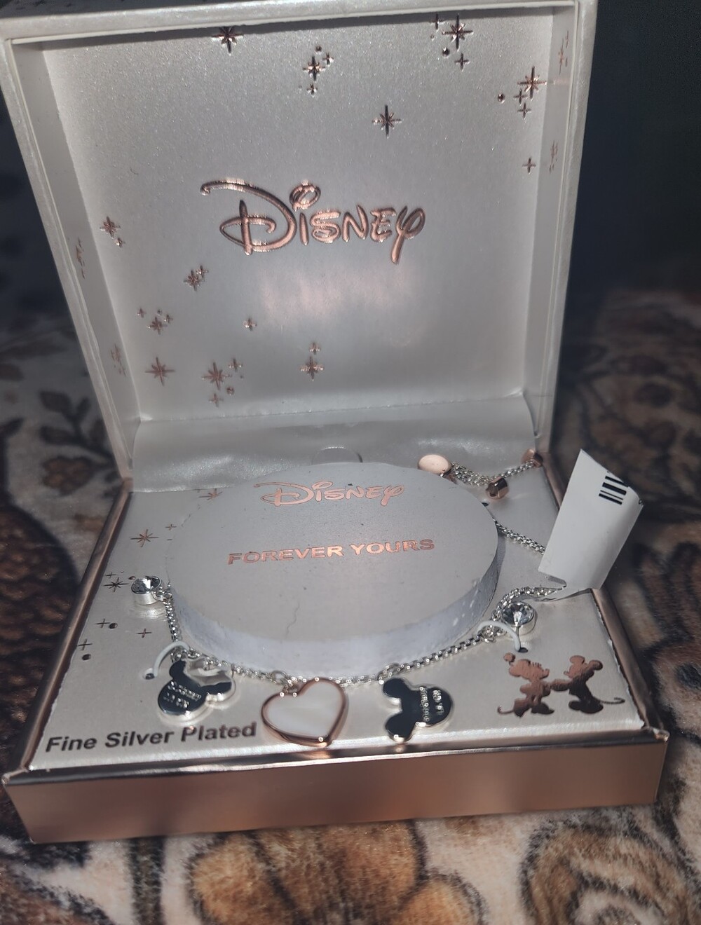 NIB Disney Mickey Mouse Charm Adjustable Bolo Bracelet - Silver Plated